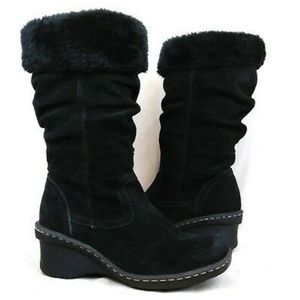 BareTraps Cassine Suede Leather Faux Fur Wedge